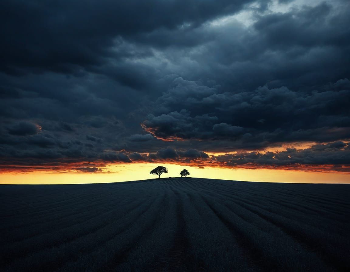 Vibrant Sunset Landscape in a Digital Art Style