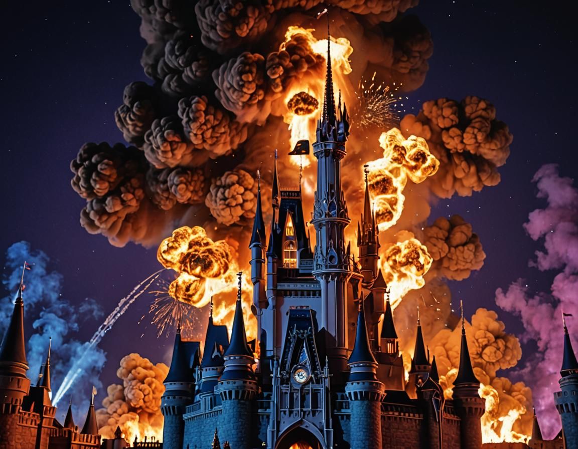 Cinderella's Castle on Fire: Cinematic Concept Art