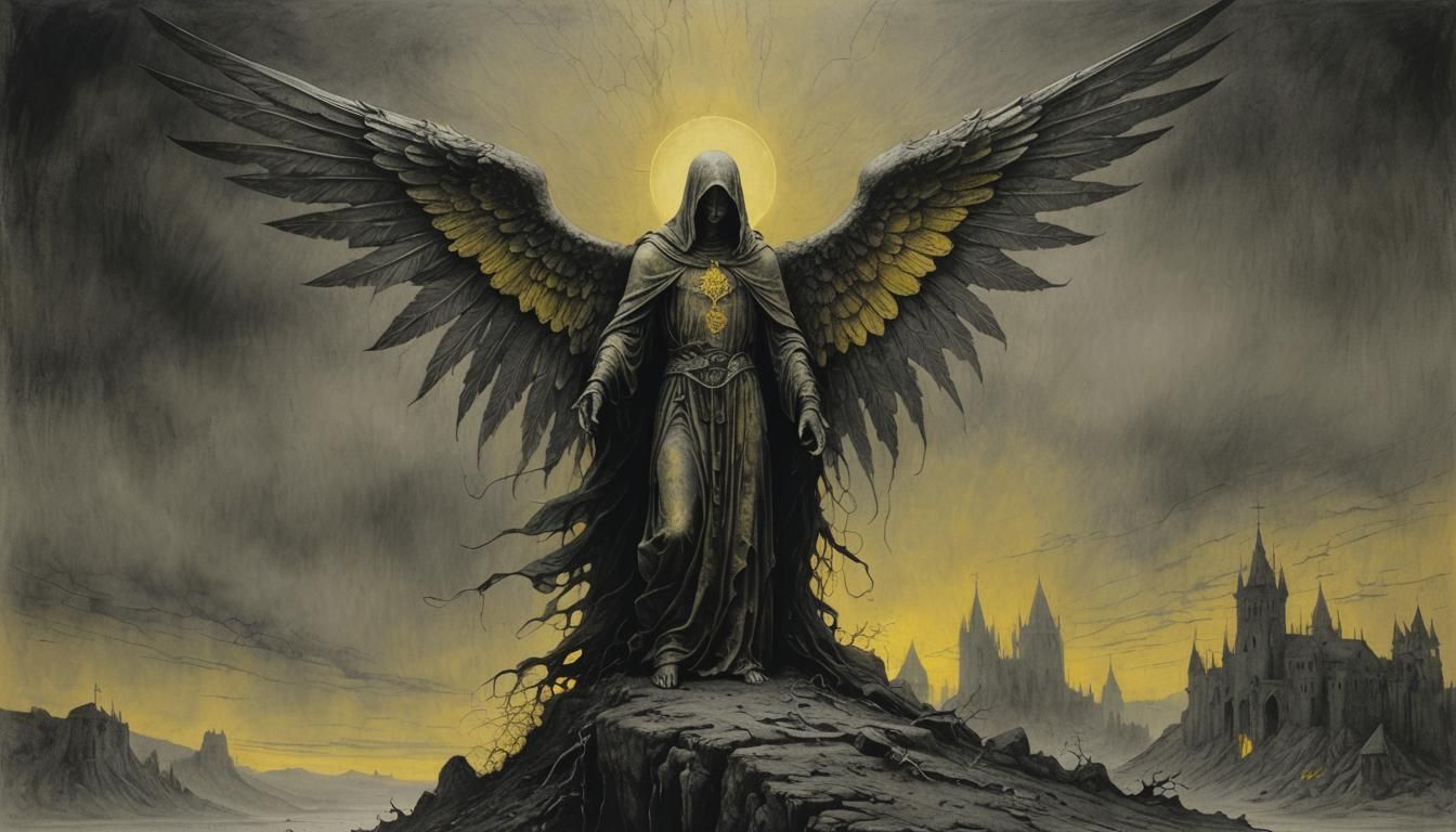 Medieval Angel of Darkness in Dark Fantasy Style
