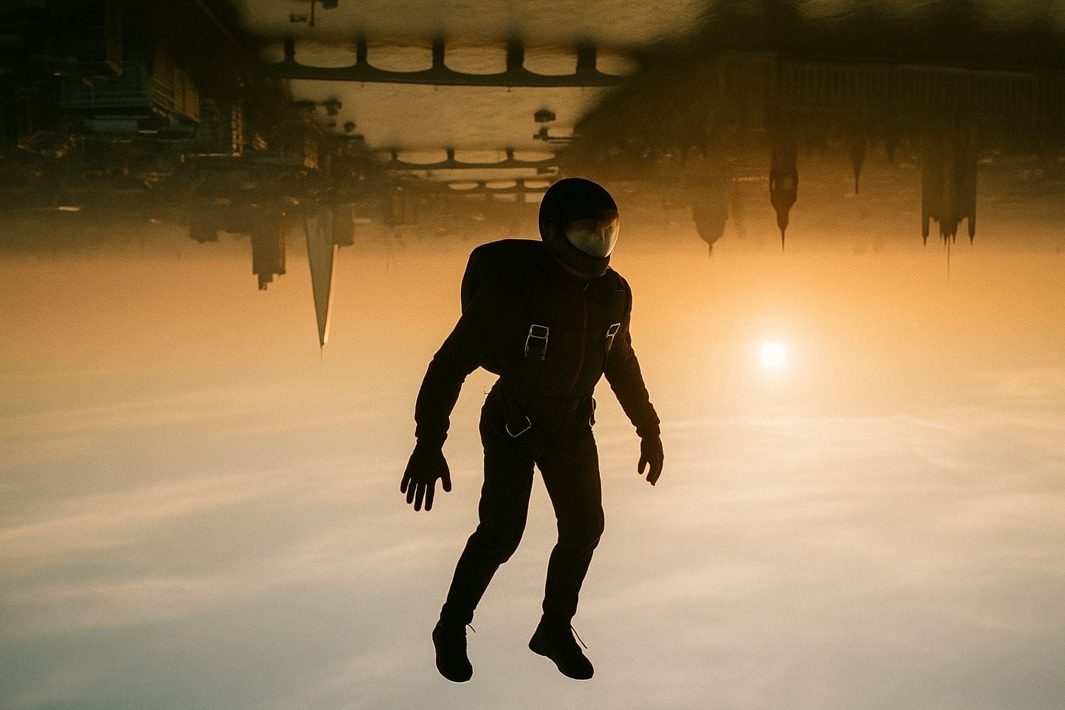 Skydiver in London: Photorealistic Golden Hour Descent