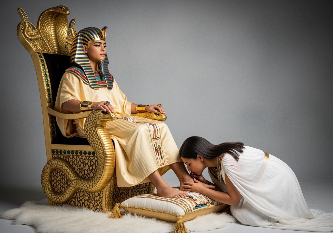 Egyptian Pharaoh on Jeweled Throne, Professional Photograph
