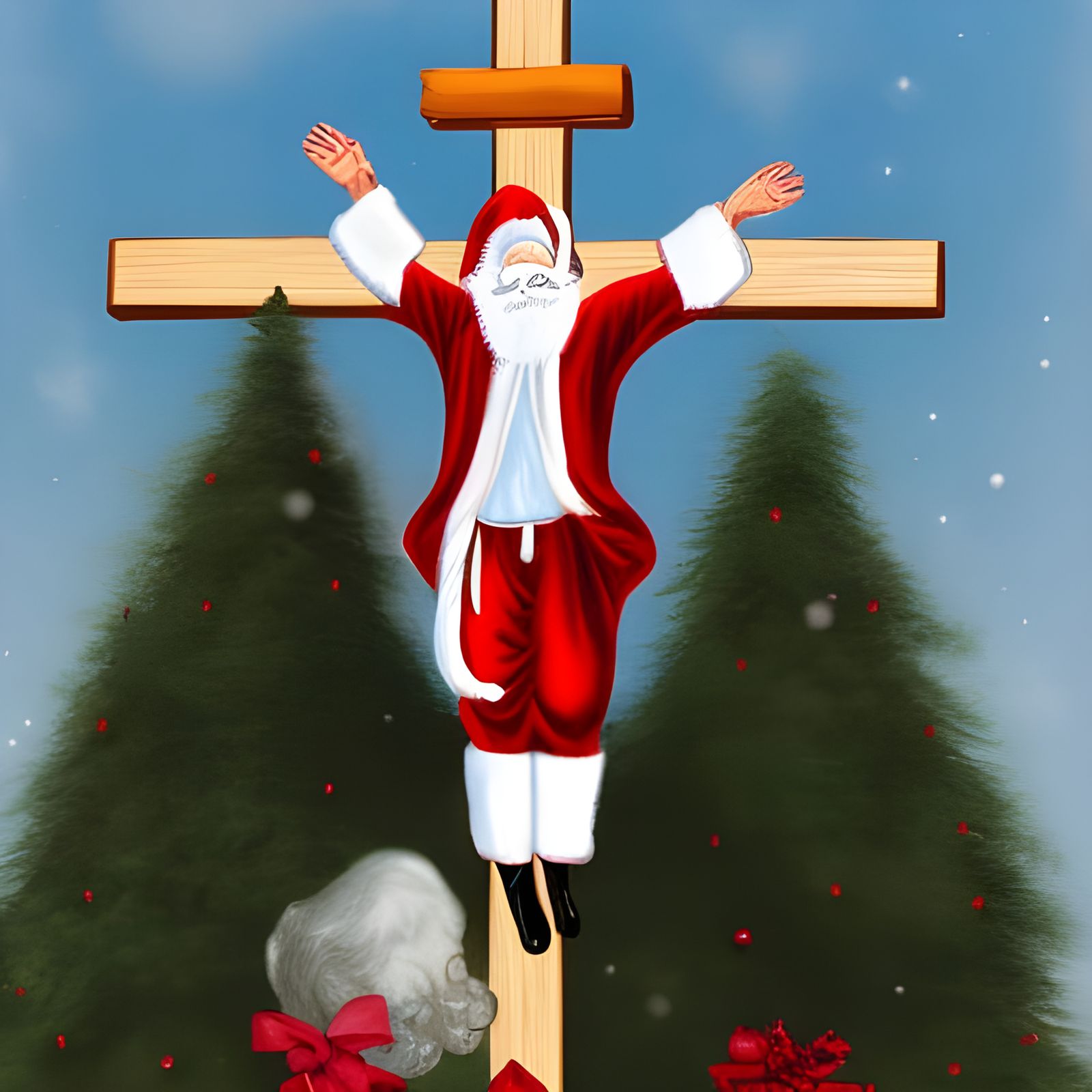 Santa Claus on a Crucifix: Provocative AI Art