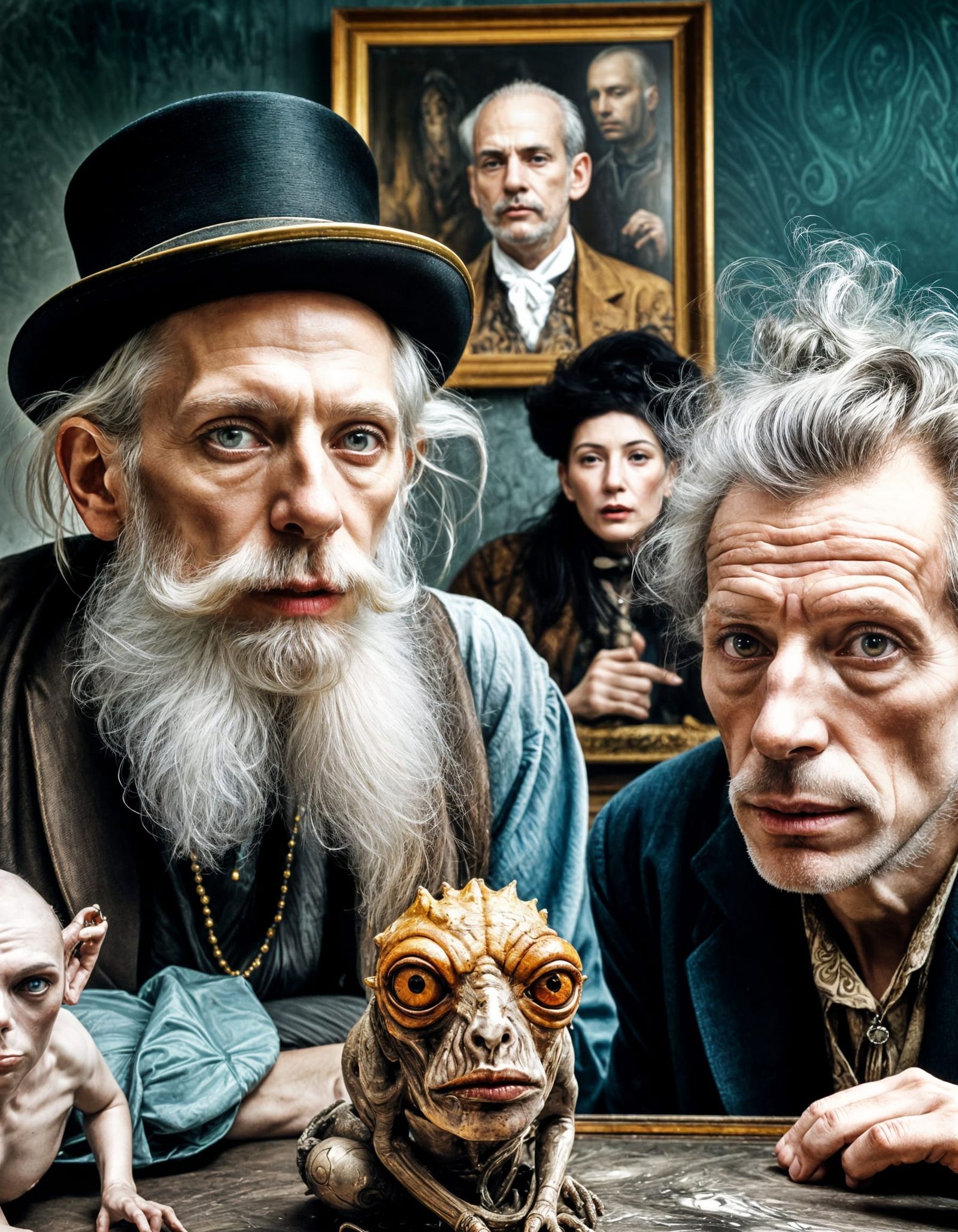 Serene Gentleman in Surreal Bizarre Galaxy Portrait