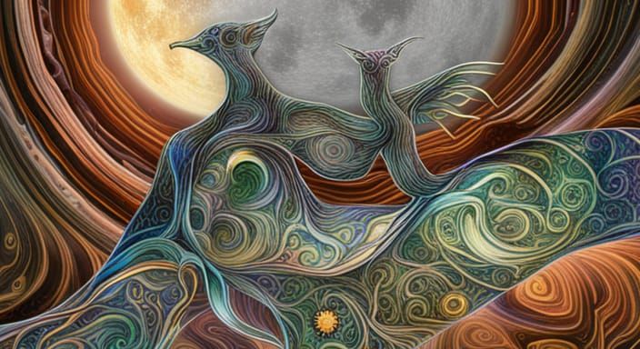 Phascogale Mother and Young Survey the Moon