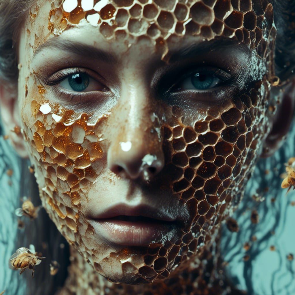 Honeycomb Woman: Ultra-Detailed Digital Art