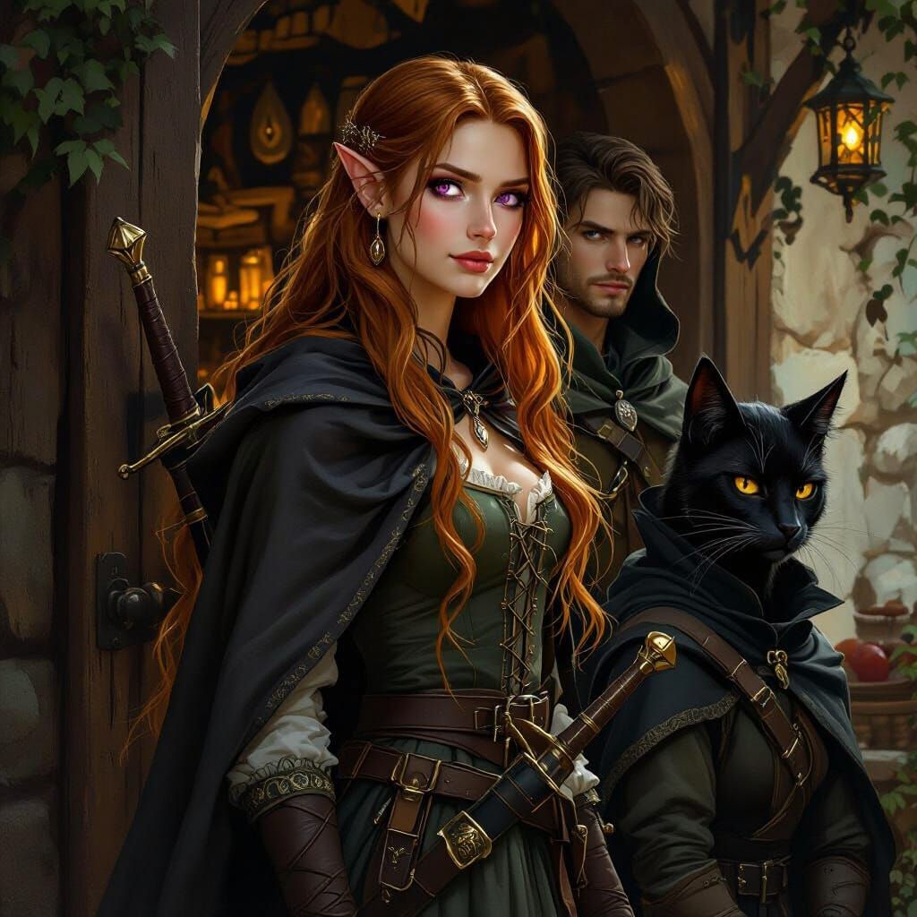 Fantasy Trio: Elf, Druid, and Tabaxi Rogue