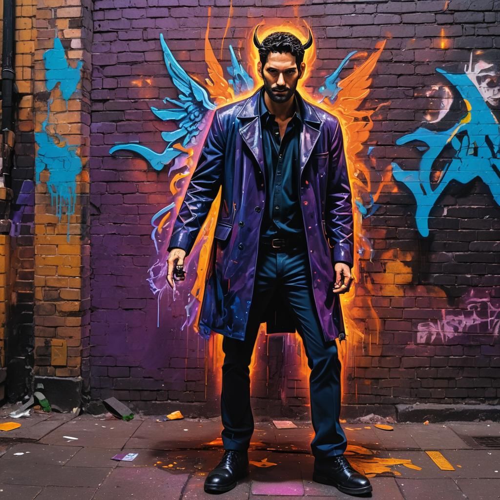 Lucifer Morningstar in Vibrant Graffiti Art