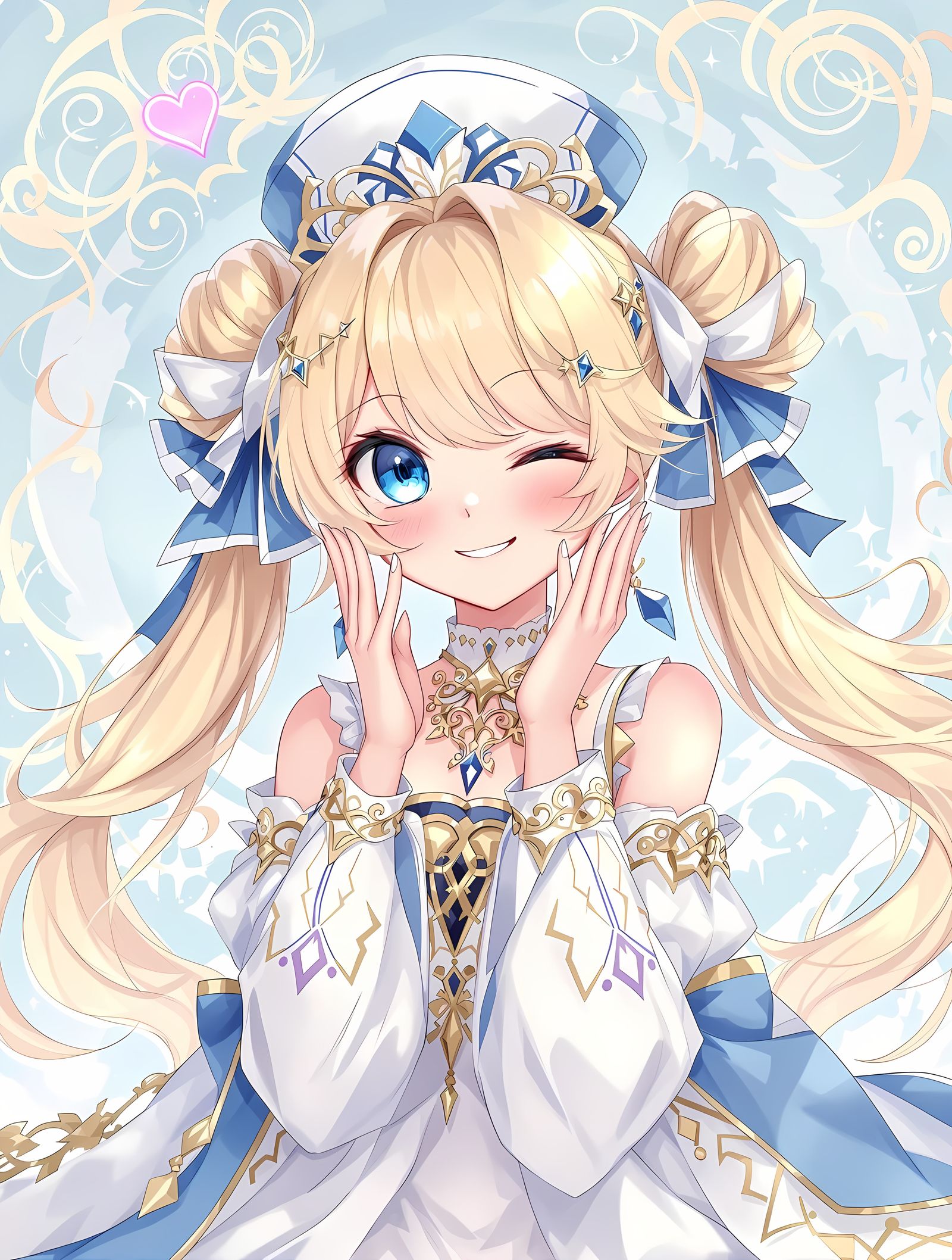 Magical Anime Girl Winks with Joy