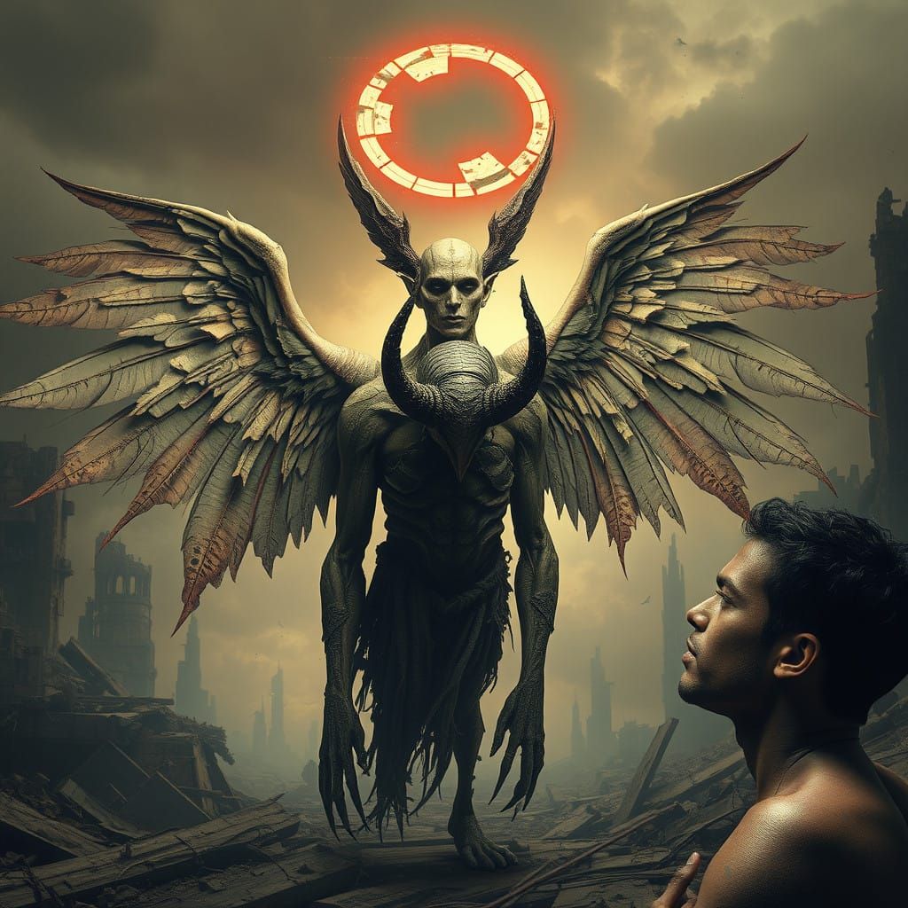 Fallen Lucifer: A Haunting Encounter in a Desolate World