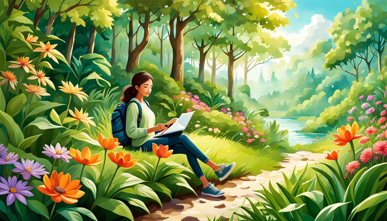 Person Exploring Nature's Benefits in Digital Illustration