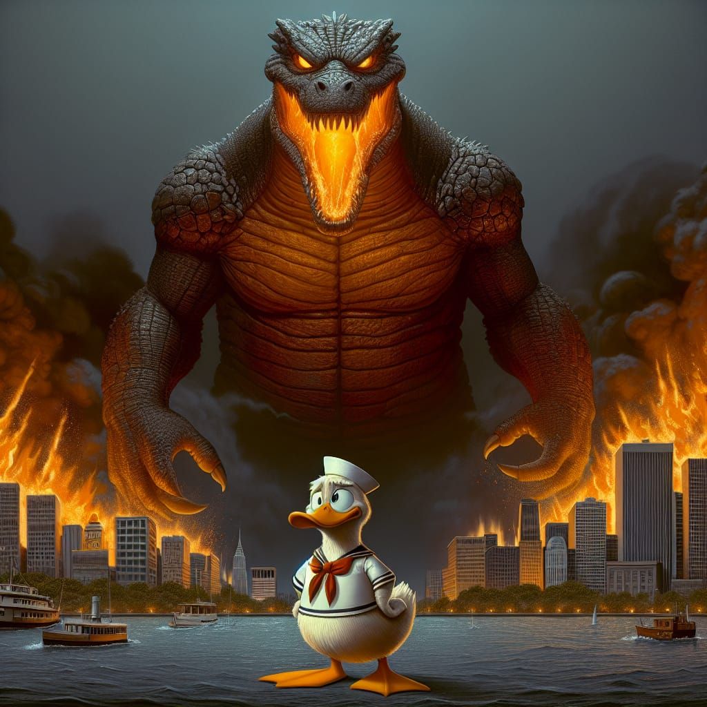 Godzilla vs Donald Duck