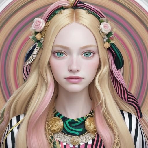 Botticelli-Inspired Portrait with Long Blonde Hair