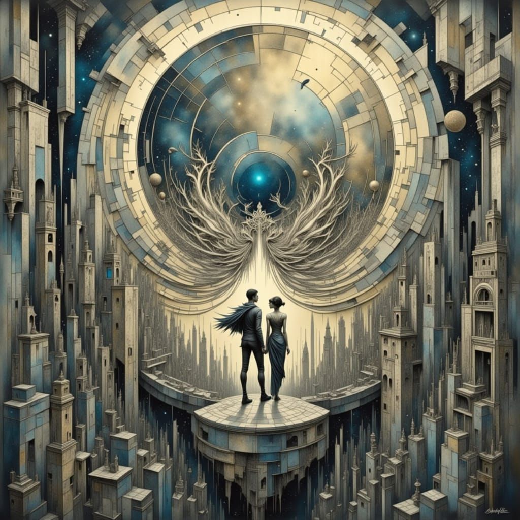 Abstract Digital Art with Vertigo and Shadow Elements