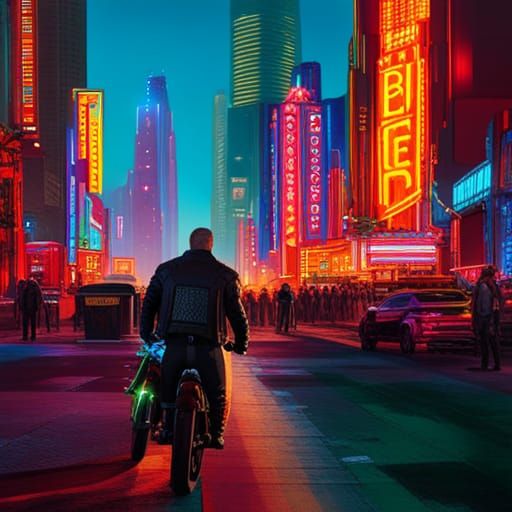 Cyberpunk 2099 Biketoberfest in Neon Cityscape