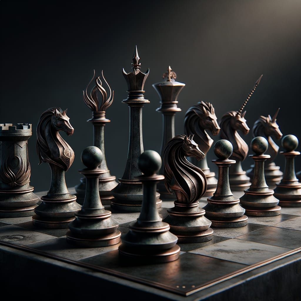 Dark Souls Chess Set: Gothic Bronze & Stone Design