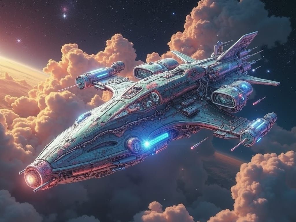 Celestial Voyager in Stardust Clouds