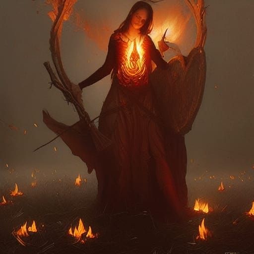 Samhain Bonfire Celebration in Detailed Digital Art
