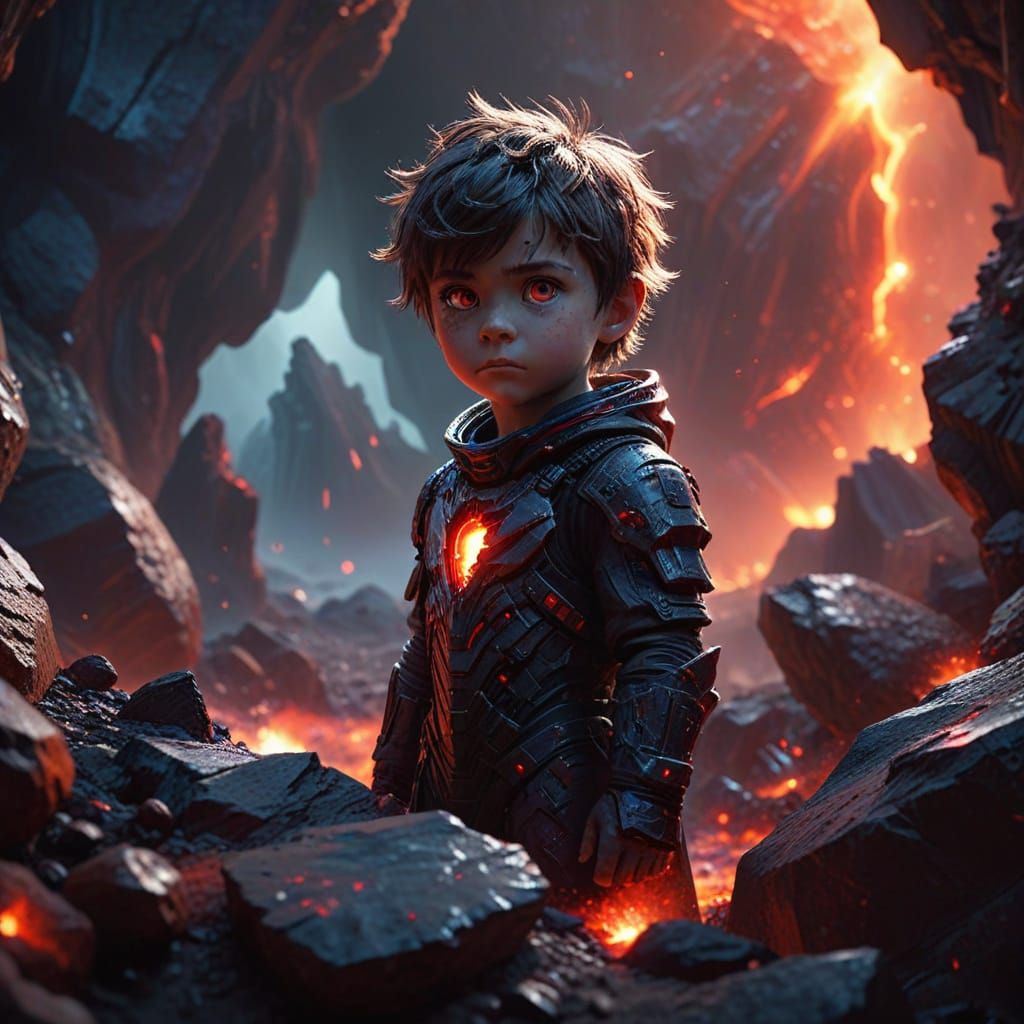 Child on Alien Planet in Murraypunk Style