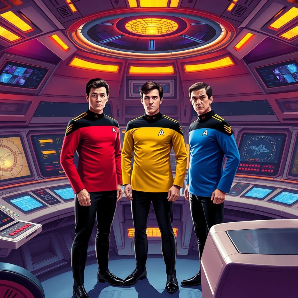 Starfleet Officers on the Bridge of the Enterprise