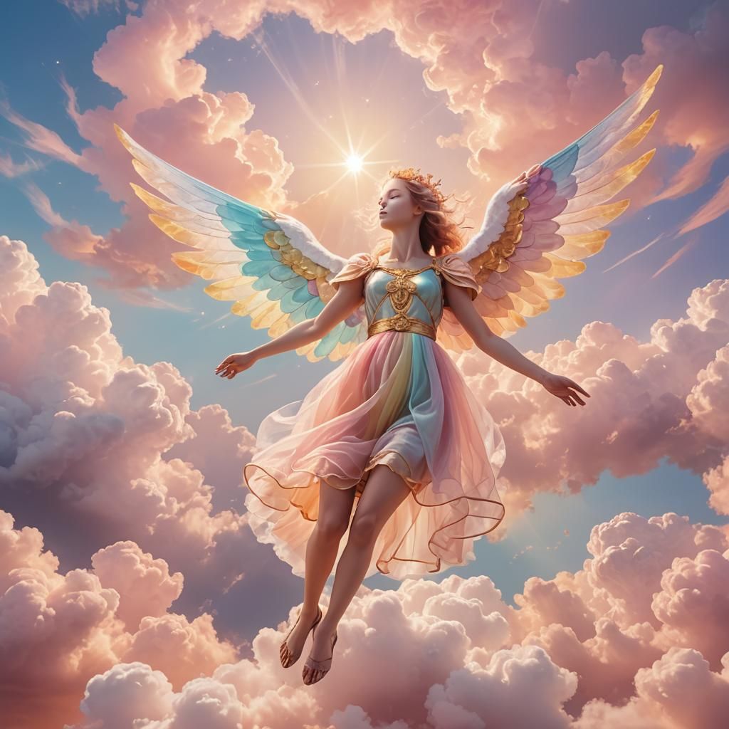 Ethereal Figure Floating in a Celestial Fantasy