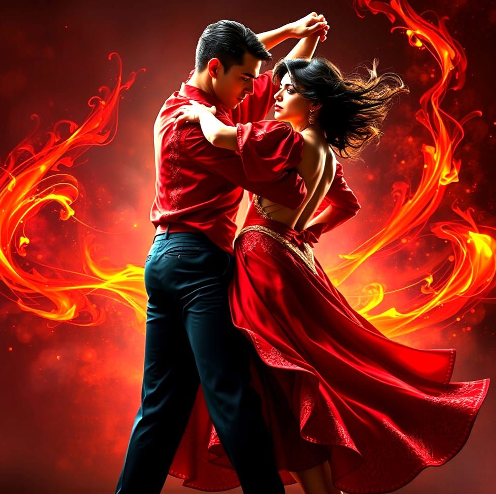 Passionate Bolero Dancers in Dynamic Lighting
