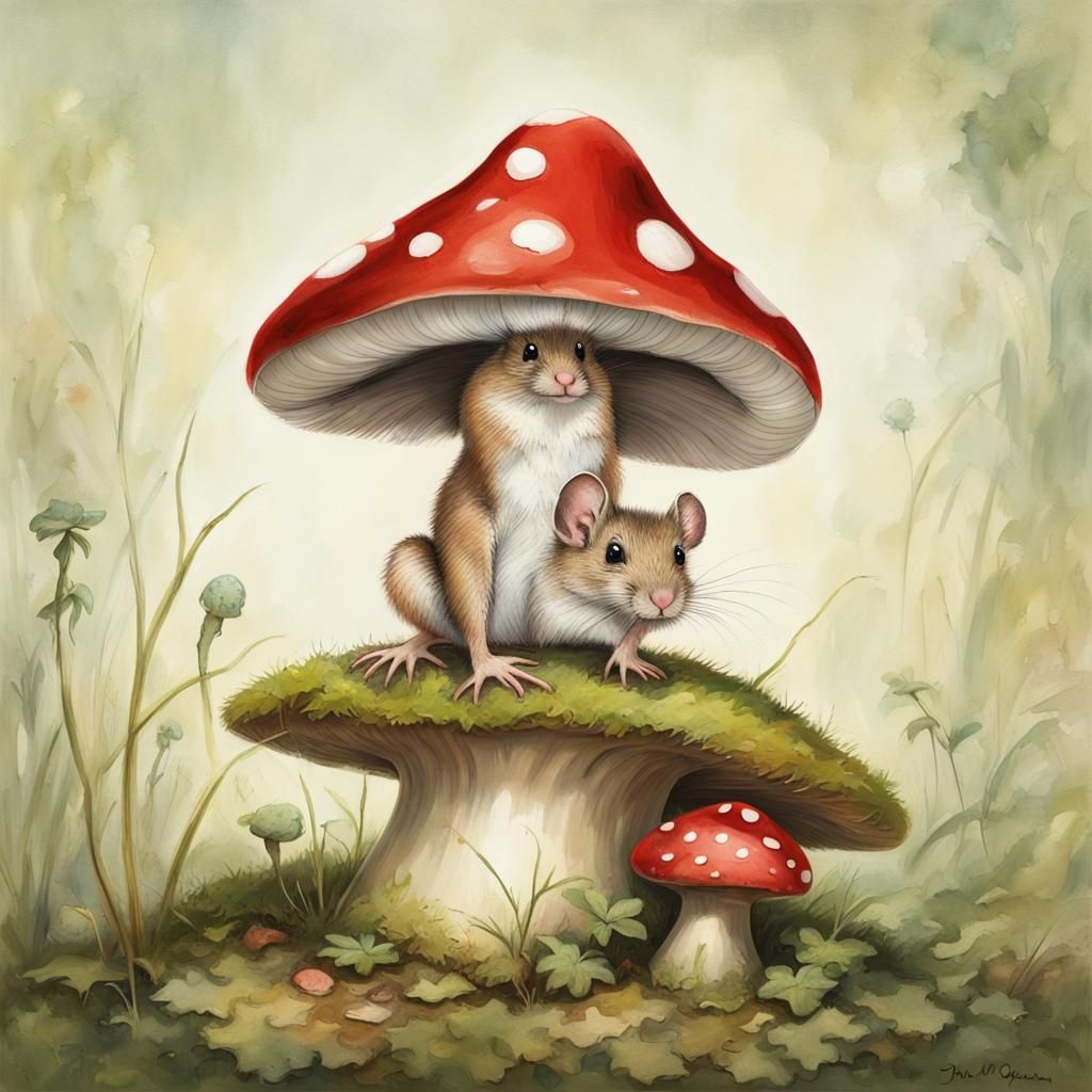 Doormouse on a Toadstool