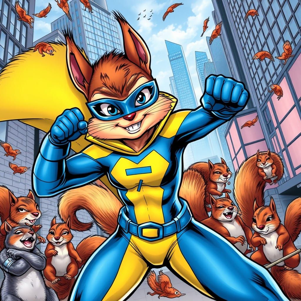 Squirrel Girl in Dynamic Comic Book Style