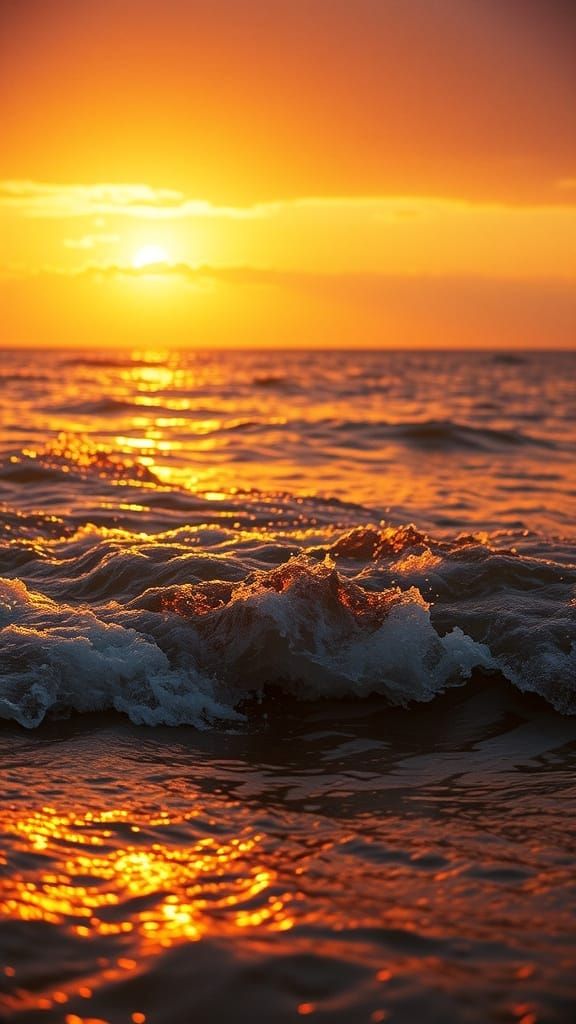 Hyperdetailed Seashore Sunset in Raw Light