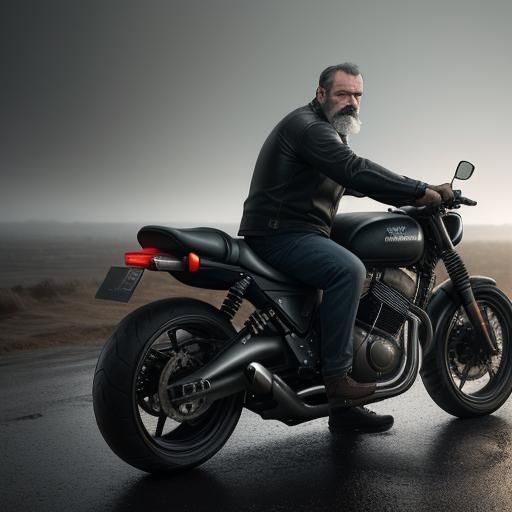 Man on Motorcycle: Photorealistic Matte Painting
