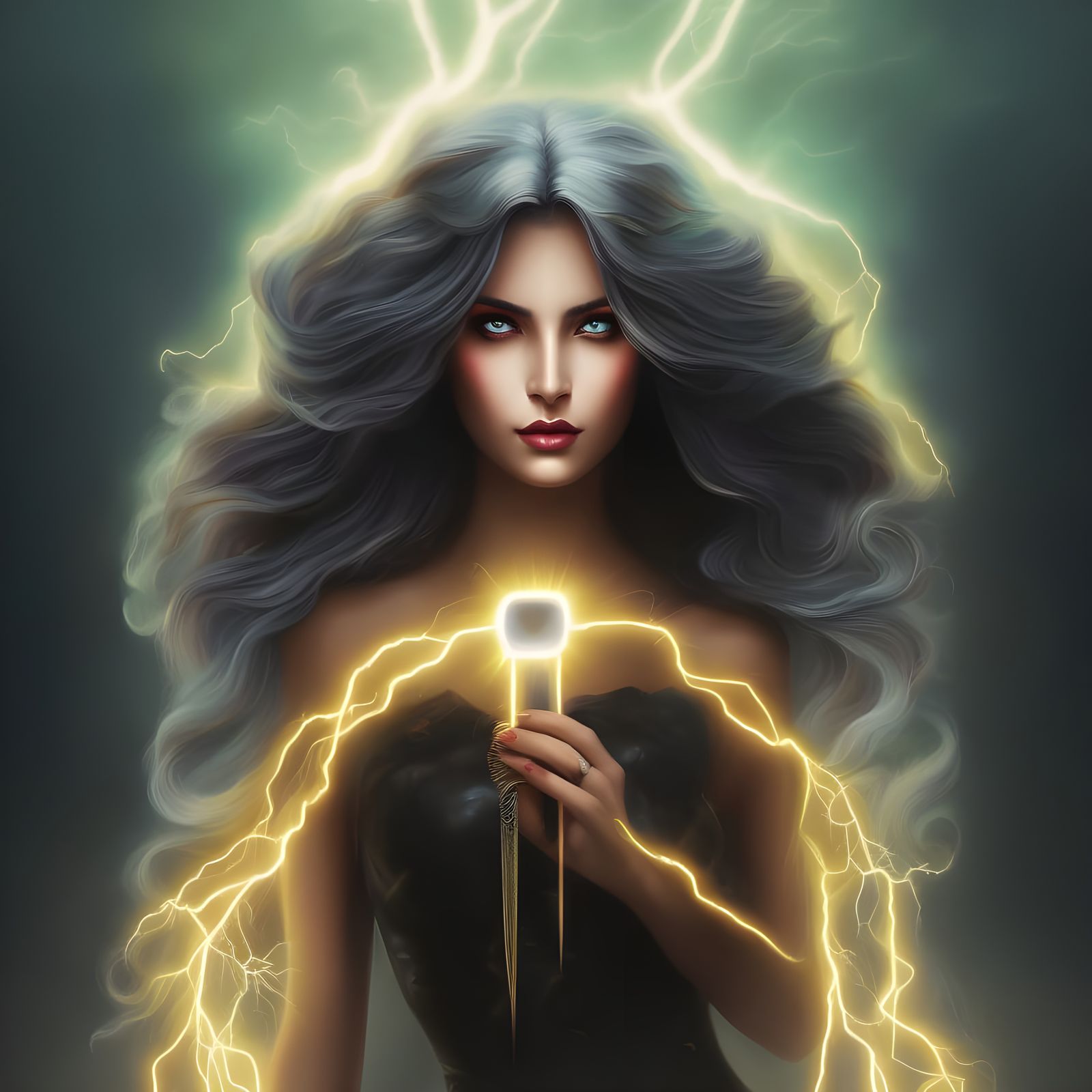 Electric Goddess in Hyperdetailed Digital Art