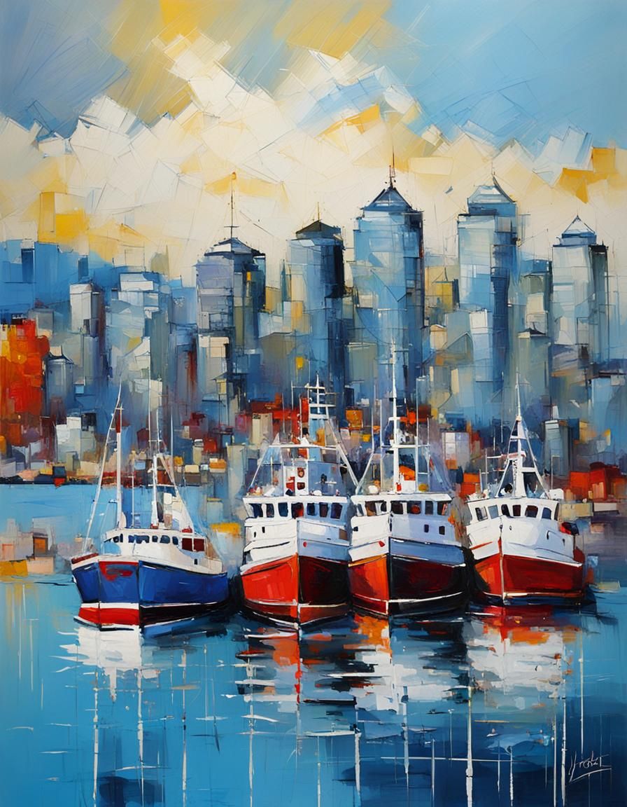 Vancouver Harbor Painting in JOLOMO Style