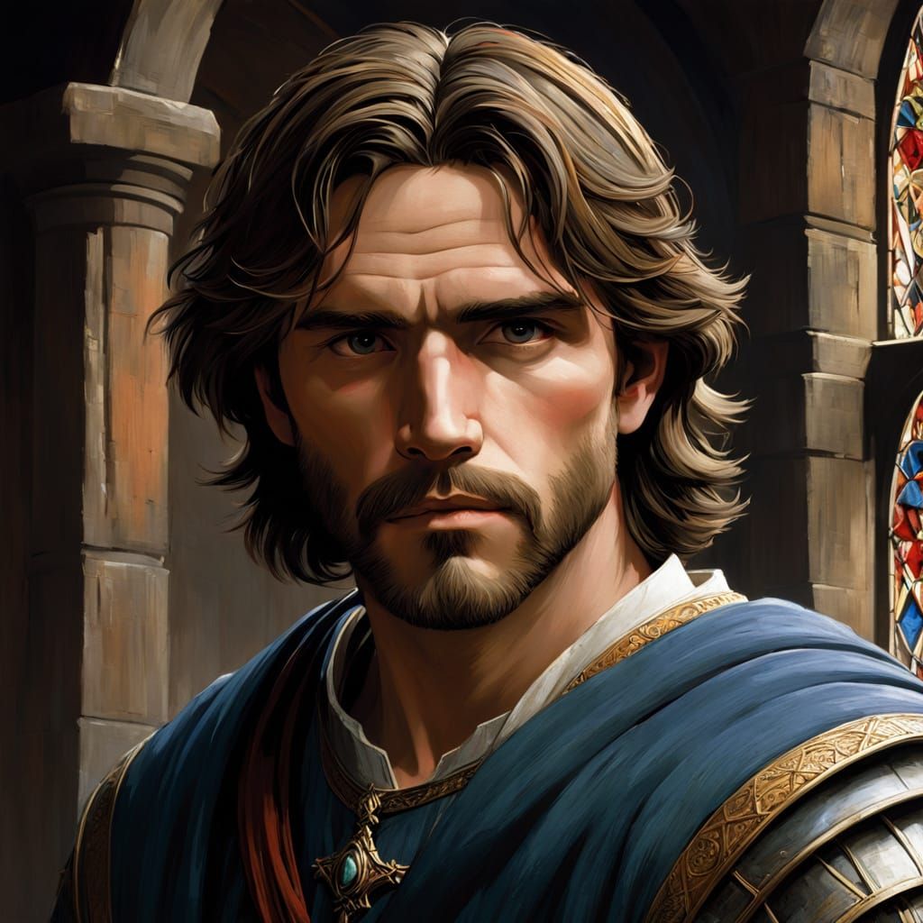 A Handsome Medieval Man in Chiaroscuro