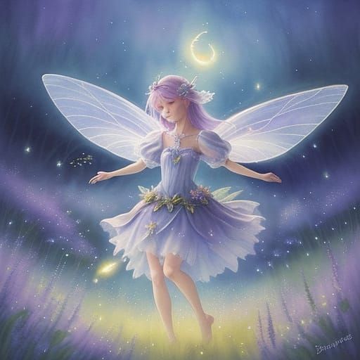 Fairy Dances in Fireflies: Whimsical Fantasy Art