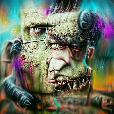 Frankenstein's Monster: Digital Illustration Artstation Styl...