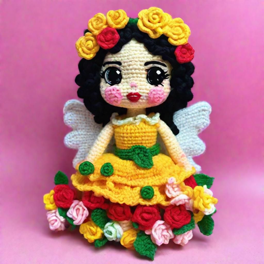 Crocheted Betty Boop Doll with Roses in Candy Art