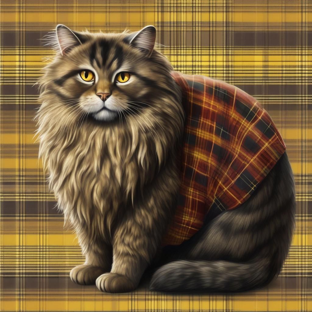 Haggis Cat Hybrid Creature with Tartan Fur