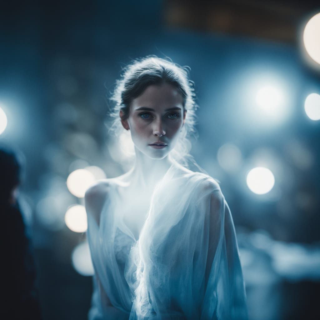 Serene Blue Lady Lost in Thought