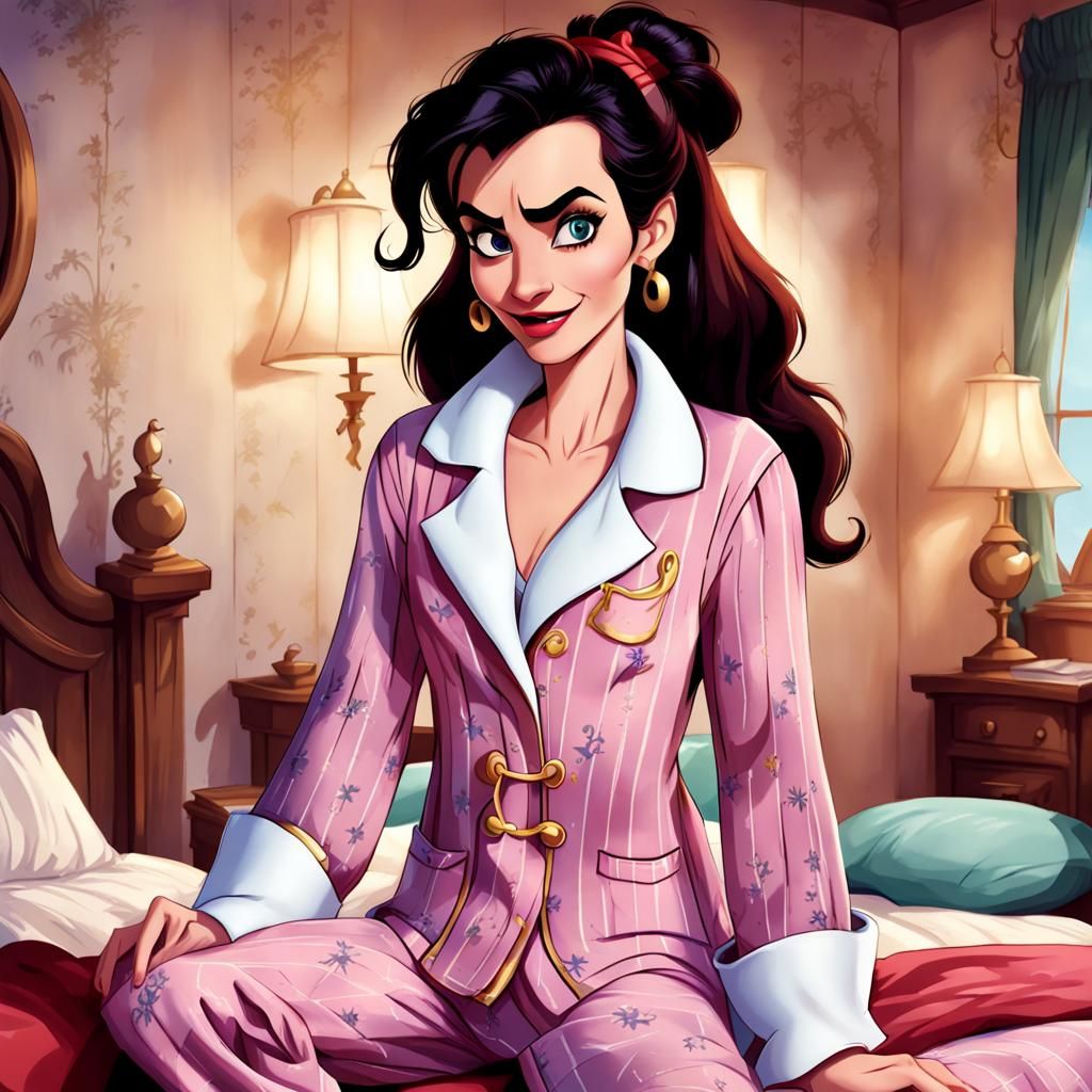 Captain Hook as Female in Pajamas: Disney Style