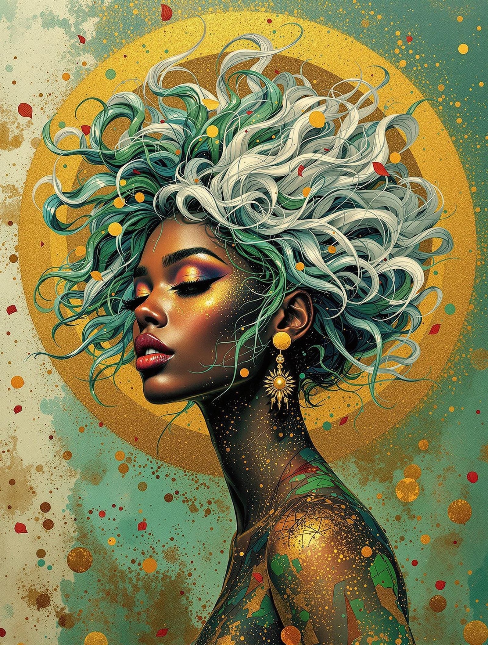 A Afro-Latina Woman Emerges from Rust and Decay