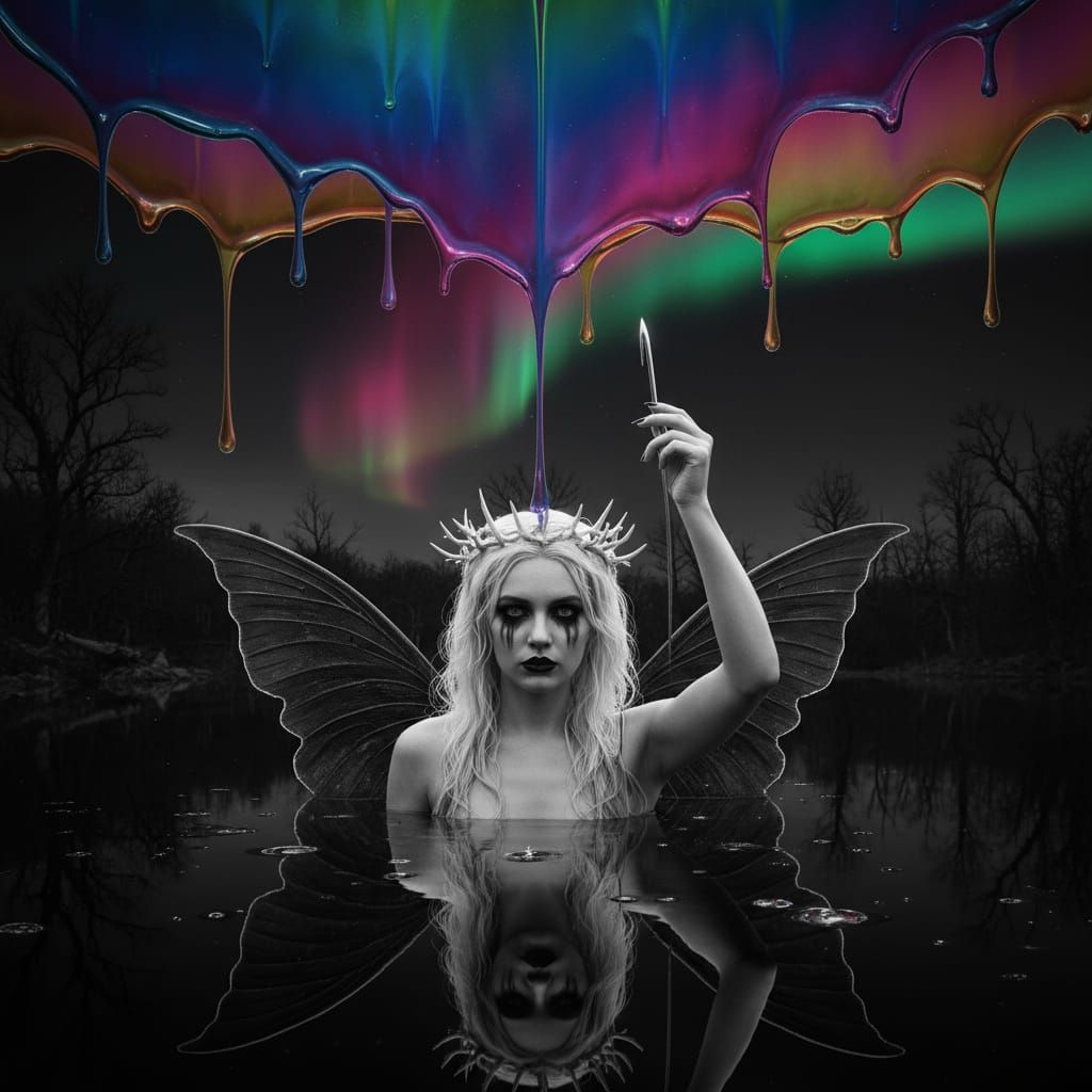 Ethereal Fairy in Dark Fantasy Landscape