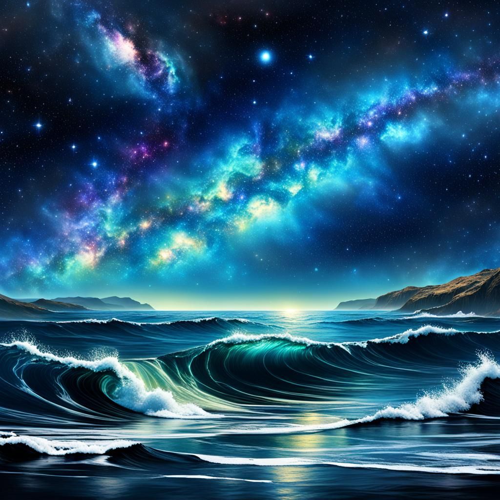 Vibrant Galactic Ocean Scene