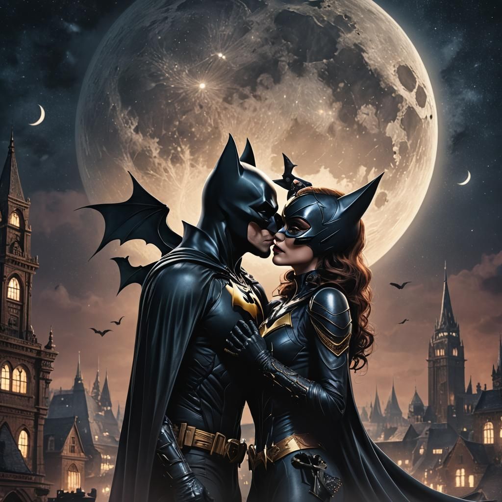 Batman and Catwoman Kiss: Fantasy Concept Art
