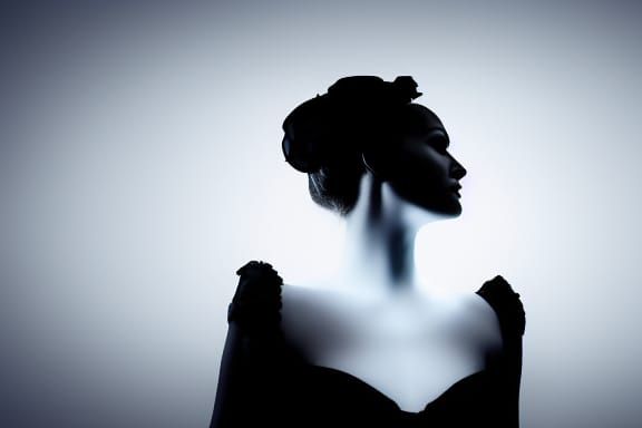 Monochromatic Silhouette of a Beautifully Dressed Dame