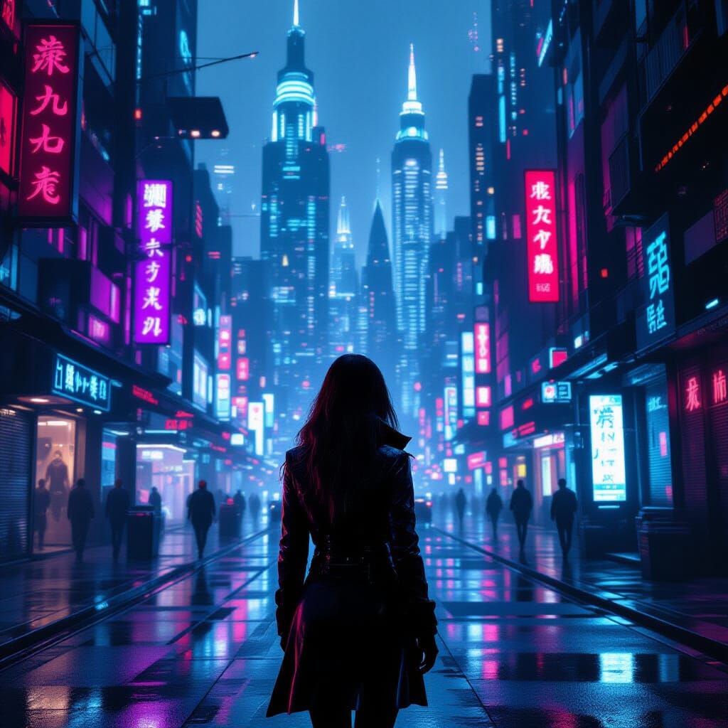 Futuristic Italian Cityscape in Dystopian Cyberpunk Style