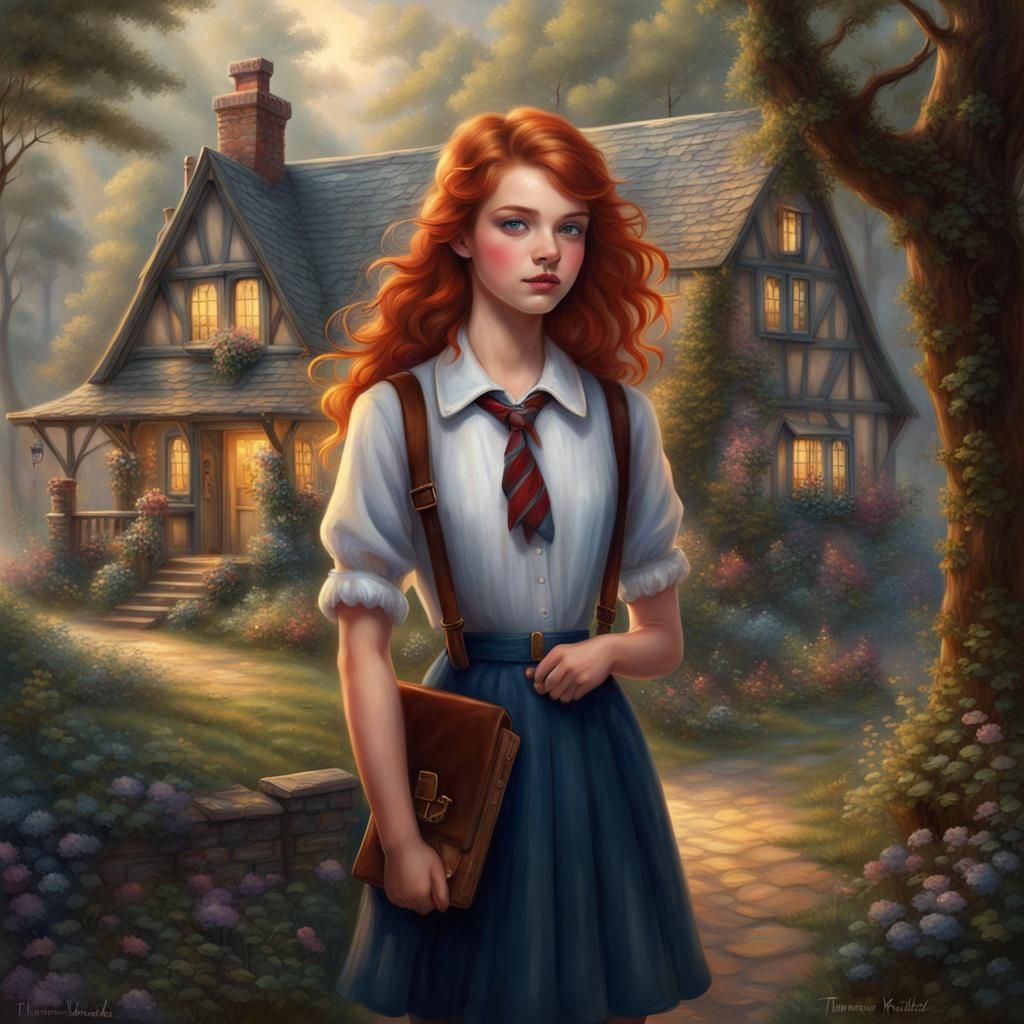 Ethereal Hogwarts Student in Misty Forest