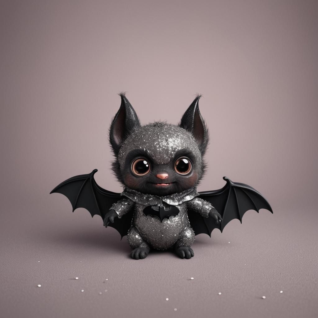 Adorable Fluffy Bat in Batman Costume