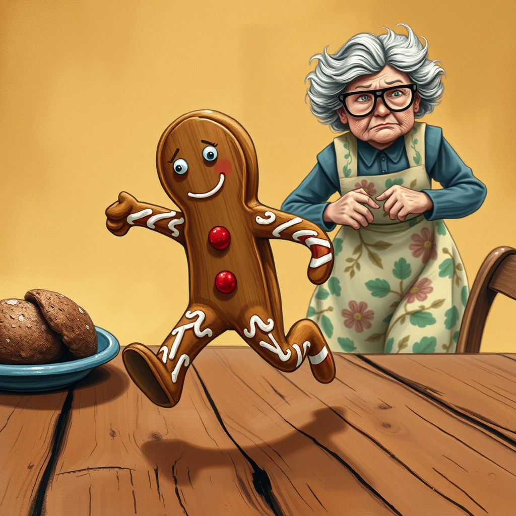 Gingerbread Man's Escape: Whimsical Countryside Chase
