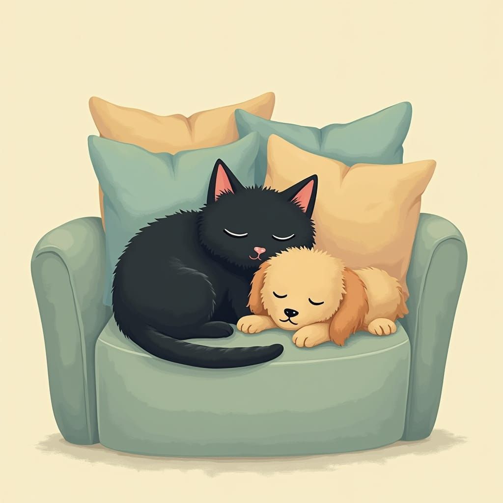 Cozy Friends in Whimsical Flat Illustration Style