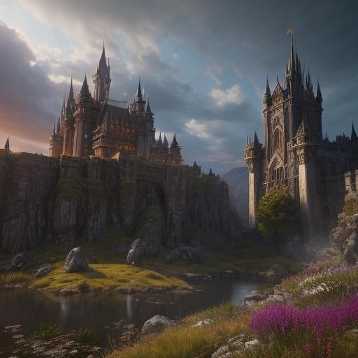 Elf Archer with Dragon in Hyperrealistic Fantasy Art