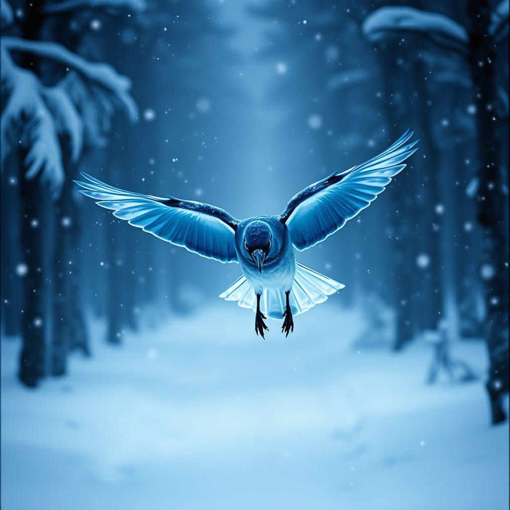 Ethereal Bluejay in Blizzard
